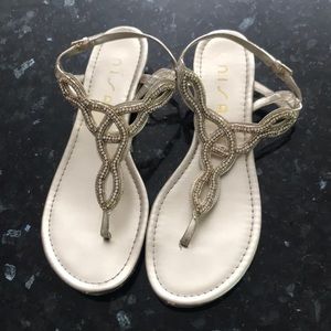 Rhinestone braided gold sandals